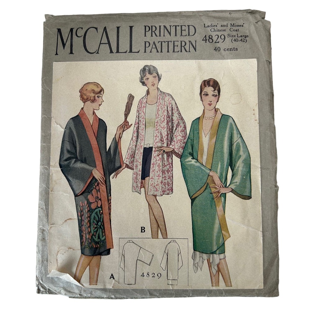 McCall Antique Early 1900's Pattern #4829 Ladies/Misses Chinese Coat LG HTF RARE